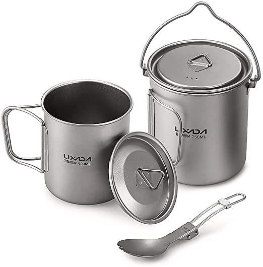 4. Lixada Camping Titanium Cookware Set