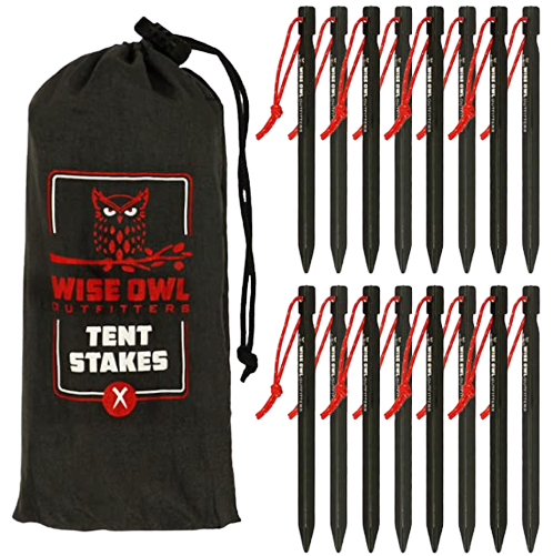 3. Wise Owl Outfitters Tent Stakes 